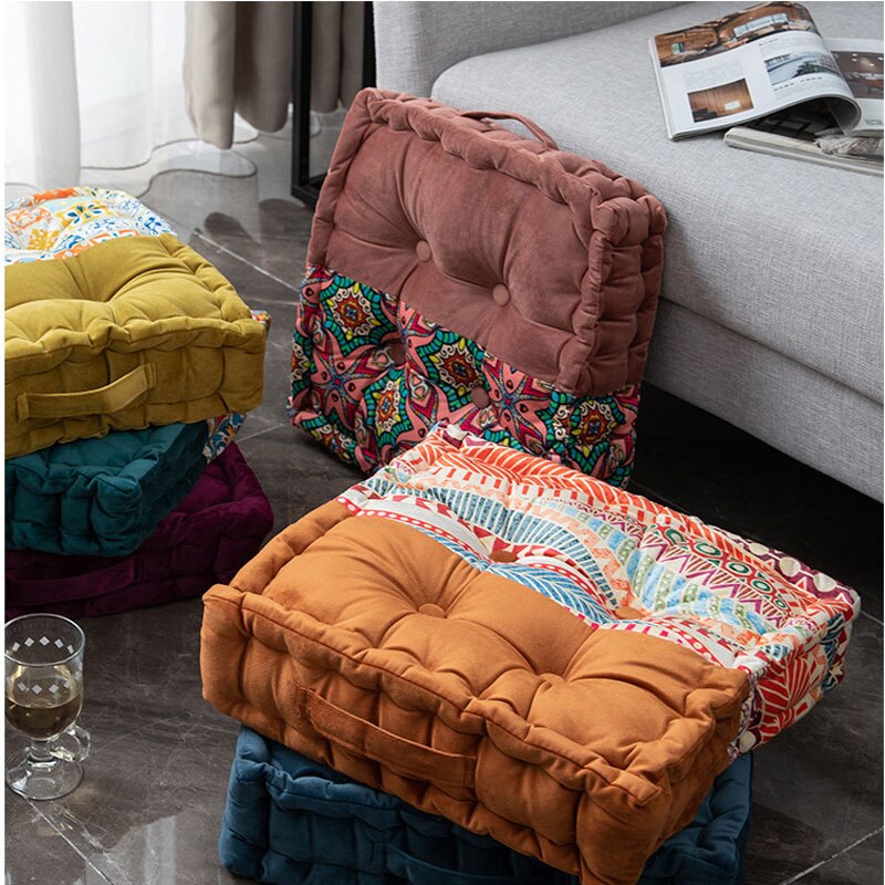 Printed Square Velvet Floor Pillows